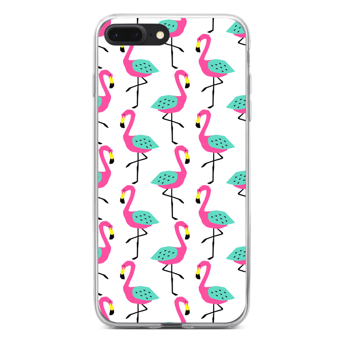 Summer Graphics, Flamingo Pattern, Pink Clear Shockproof iPhone Case, view 6