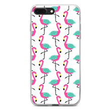DistinctInk® Clear Shockproof Hybrid Case for Apple iPhone / Samsung Galaxy / Google Pixel - Summer Graphics - Flamingo Pattern - Pink
