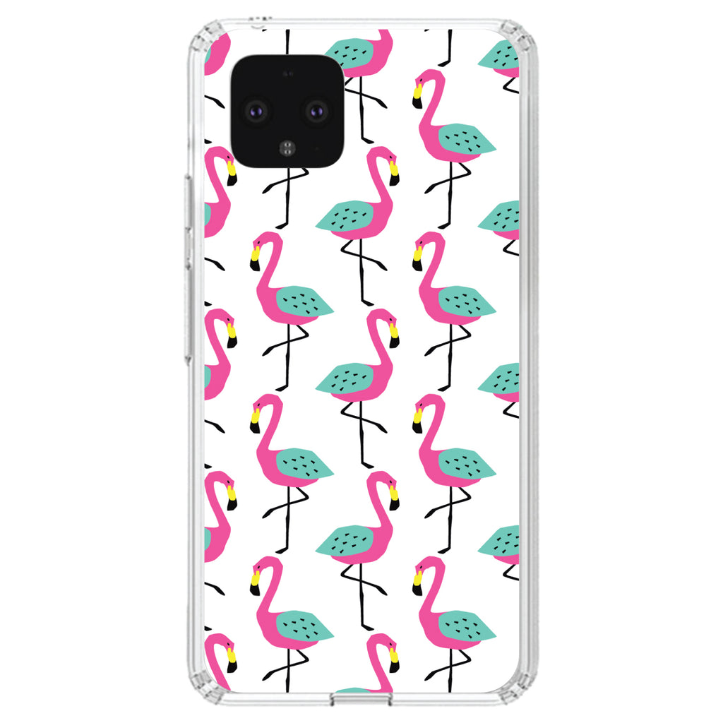 Summer Graphics, Flamingo Pattern, Pink Clear Shockproof iPhone Case, view 24