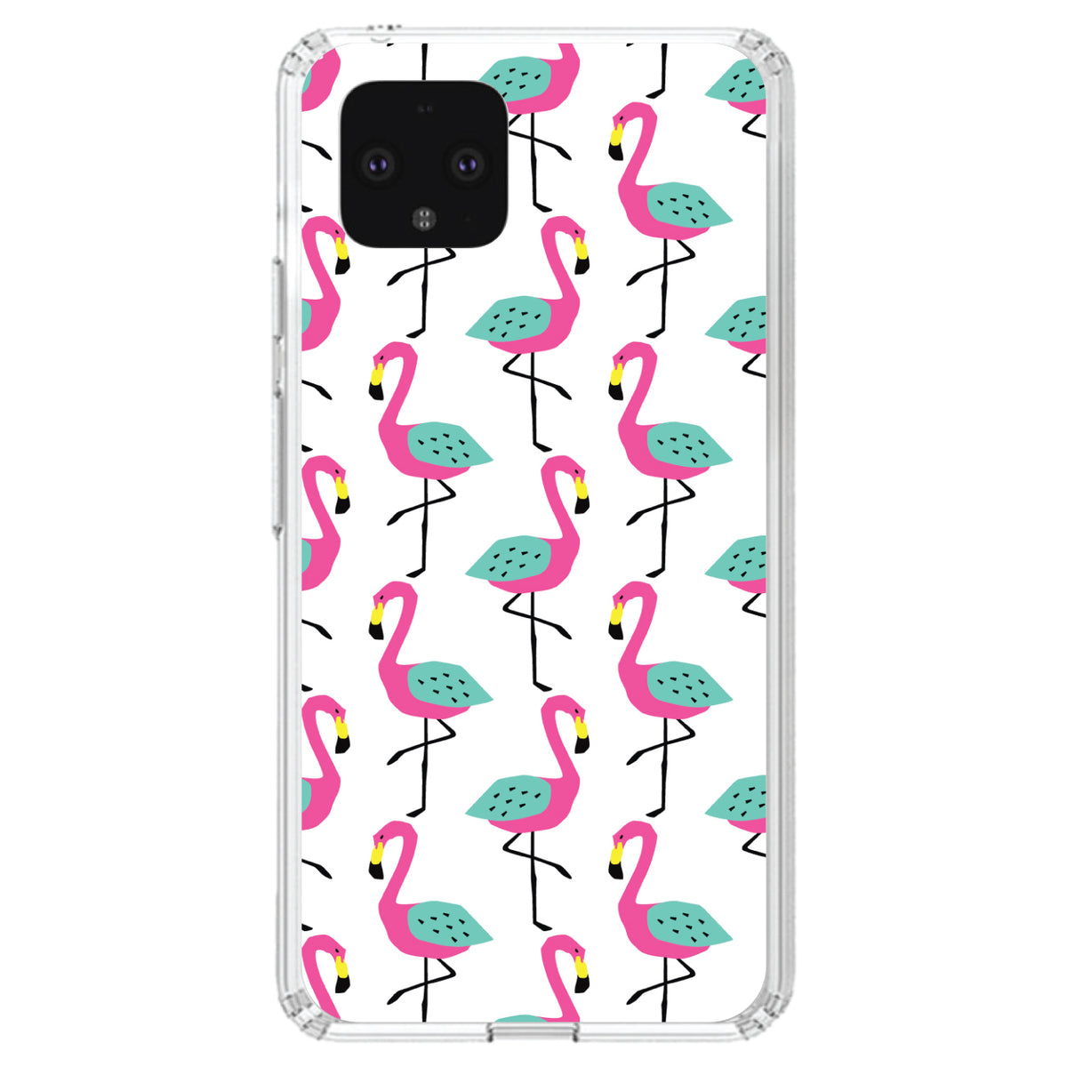 Summer Graphics, Flamingo Pattern, Pink Clear Shockproof iPhone Case, view 24