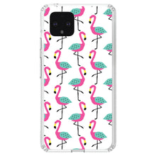 DistinctInk® Clear Shockproof Hybrid Case for Apple iPhone / Samsung Galaxy / Google Pixel - Summer Graphics - Flamingo Pattern - Pink