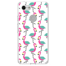 DistinctInk® Clear Shockproof Hybrid Case for Apple iPhone / Samsung Galaxy / Google Pixel - Summer Graphics - Flamingo Pattern - Pink
