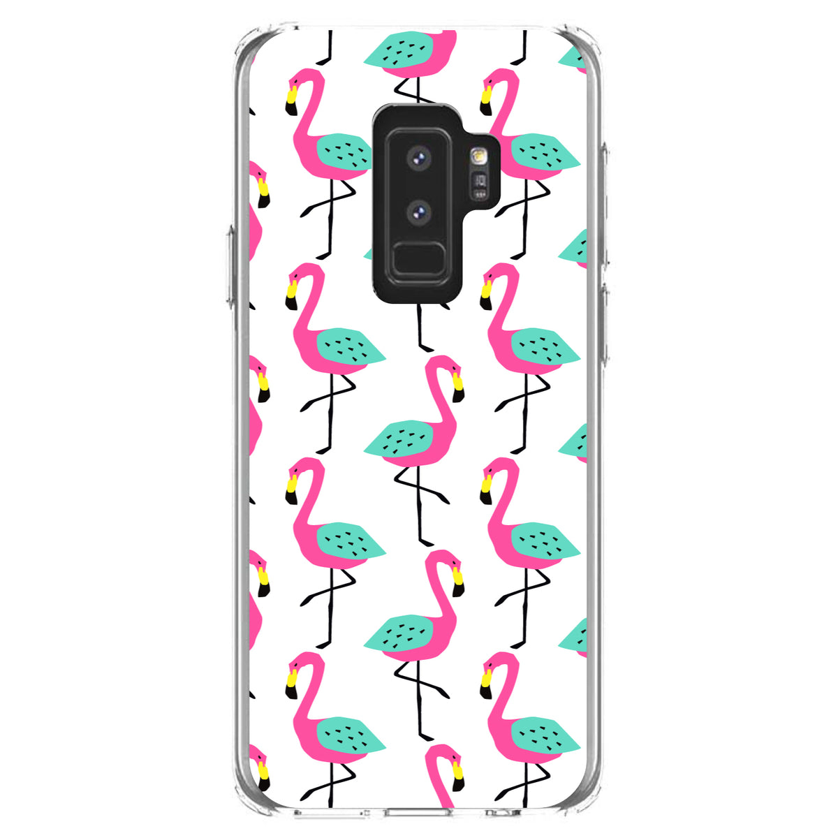 Summer Graphics, Flamingo Pattern, Pink Clear Shockproof iPhone Case, view 20