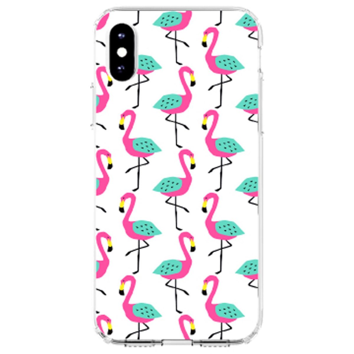 Summer Graphics, Flamingo Pattern, Pink Clear Shockproof iPhone Case, view 2