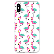 DistinctInk® Clear Shockproof Hybrid Case for Apple iPhone / Samsung Galaxy / Google Pixel - Summer Graphics - Flamingo Pattern - Pink
