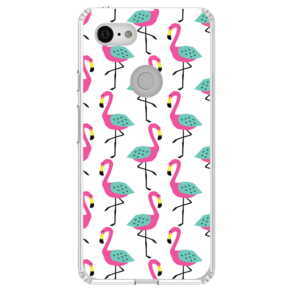 Summer Graphics, Flamingo Pattern, Pink Clear Shockproof iPhone Case, view 21