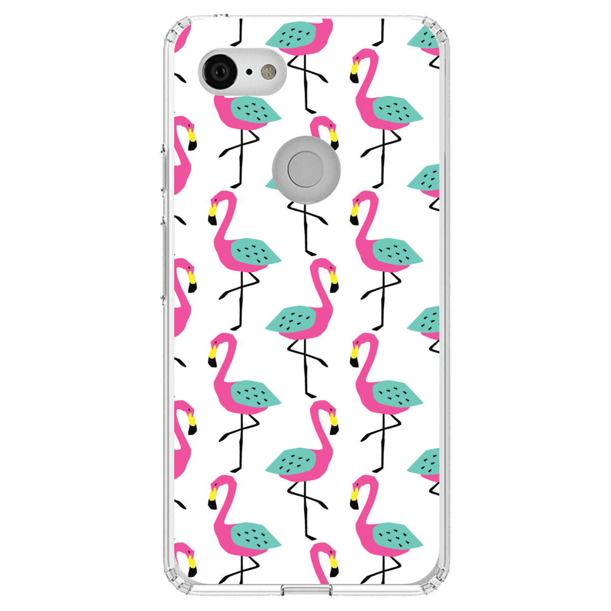 Summer Graphics, Flamingo Pattern, Pink Clear Shockproof iPhone Case, view 21