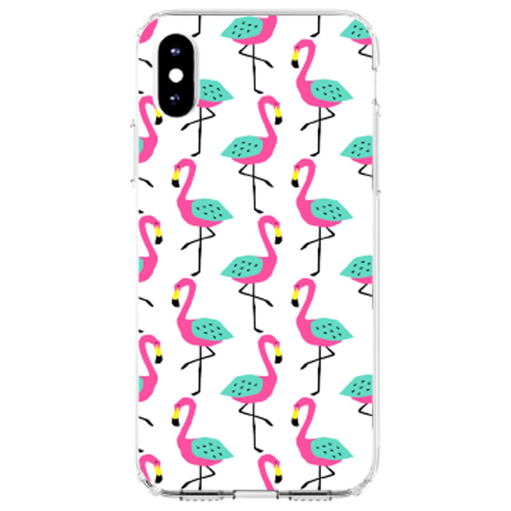 Summer Graphics, Flamingo Pattern, Pink Clear Shockproof iPhone Case, view 3