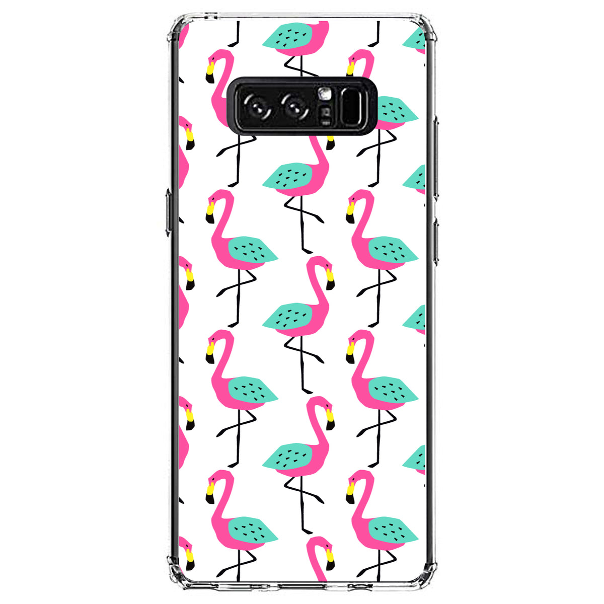 Summer Graphics, Flamingo Pattern, Pink Clear Shockproof iPhone Case, view 12