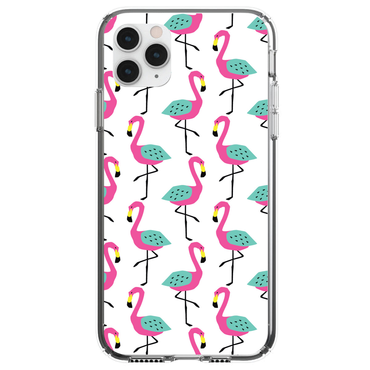 Summer Graphics, Flamingo Pattern, Pink Clear Shockproof iPhone Case