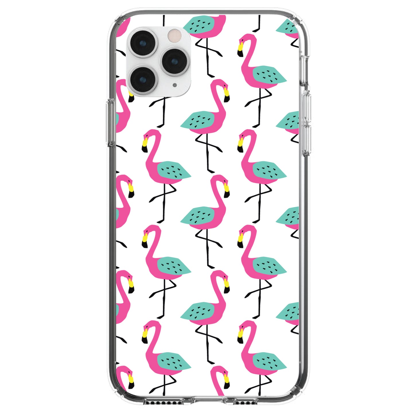 DistinctInk® Clear Shockproof Hybrid Case for Apple iPhone / Samsung Galaxy / Google Pixel - Summer Graphics - Flamingo Pattern - Pink