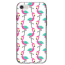 DistinctInk® Clear Shockproof Hybrid Case for Apple iPhone / Samsung Galaxy / Google Pixel - Summer Graphics - Flamingo Pattern - Pink