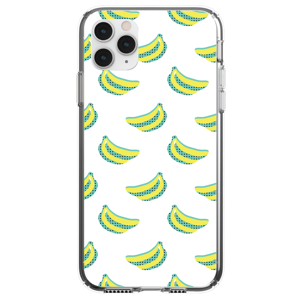Summer Graphics, Banana Pattern, Yellow Clear Shockproof iPhone Case