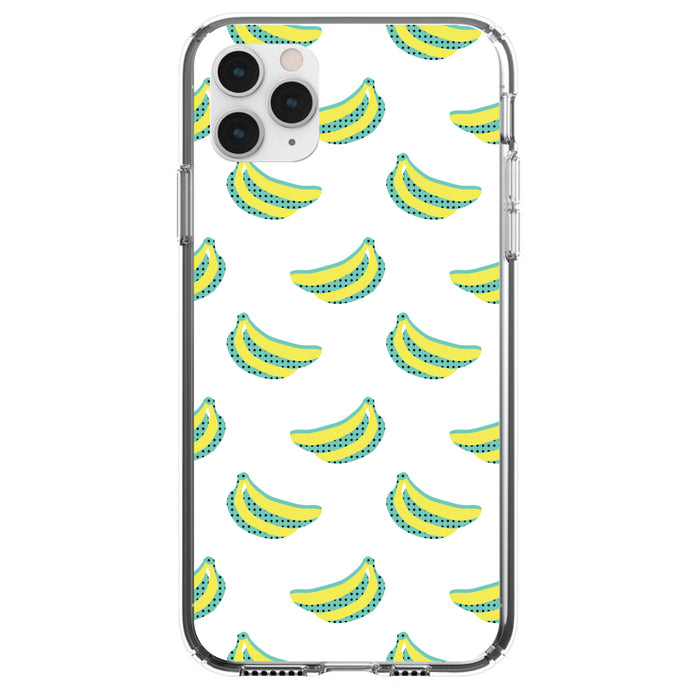 DistinctInk® Clear Shockproof Hybrid Case for Apple iPhone / Samsung Galaxy / Google Pixel - Summer Graphics - Banana Pattern - Yellow
