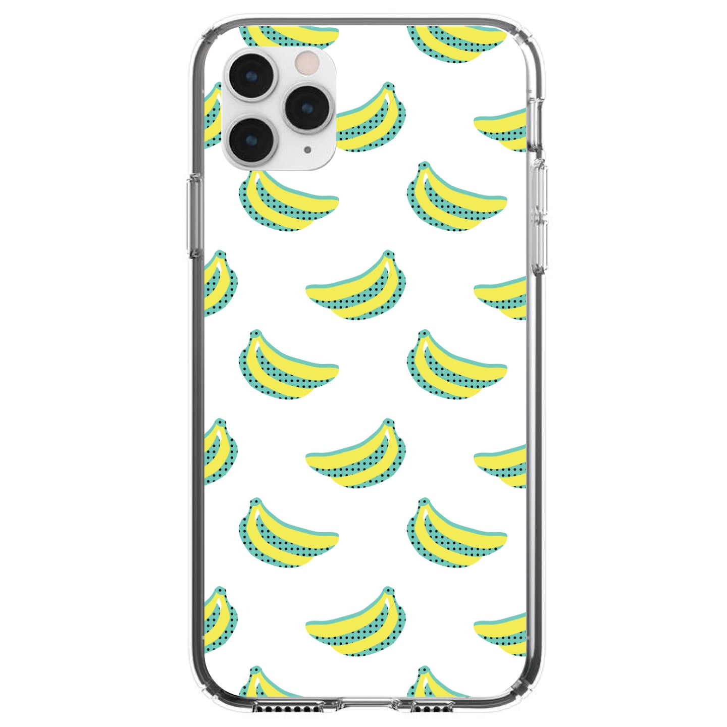 DistinctInk® Clear Shockproof Hybrid Case for Apple iPhone / Samsung Galaxy / Google Pixel - Summer Graphics - Banana Pattern - Yellow