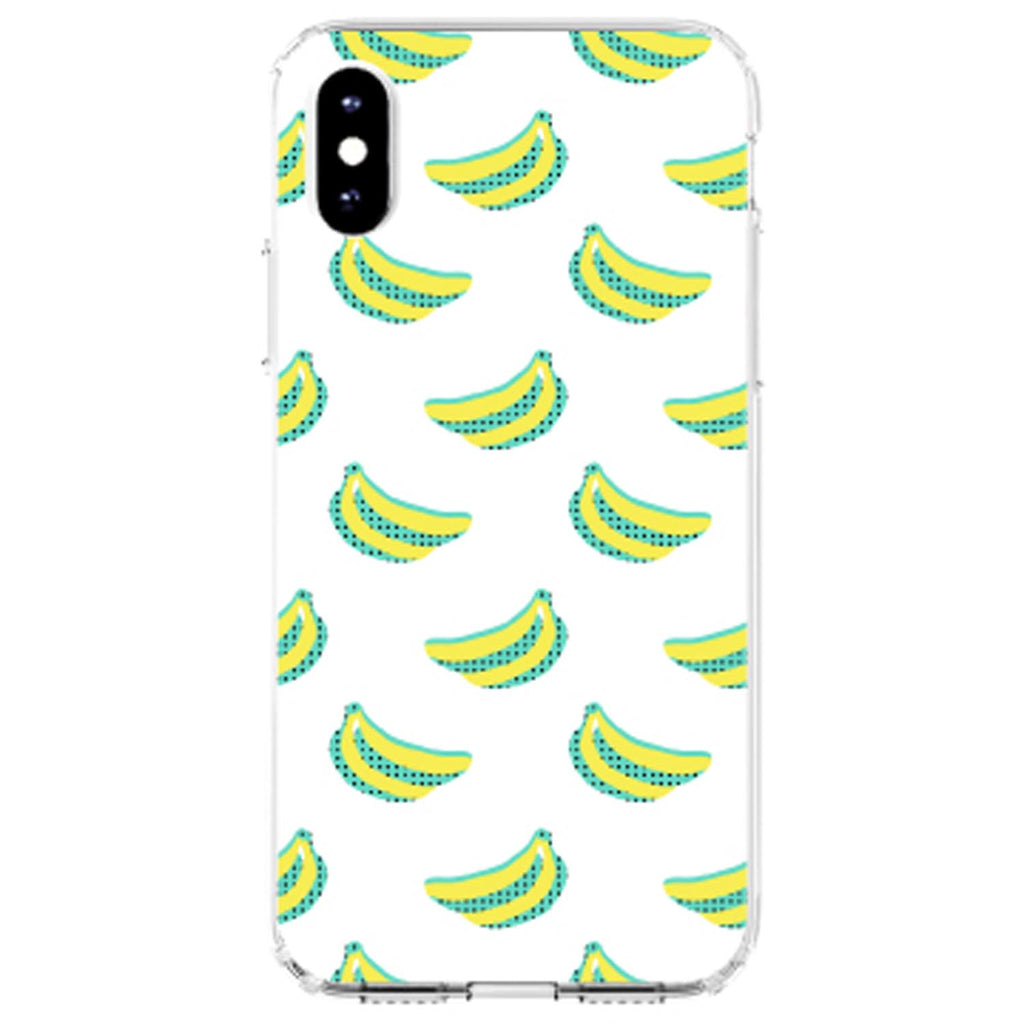Summer Graphics, Banana Pattern, Yellow Clear Shockproof iPhone Case, view 3
