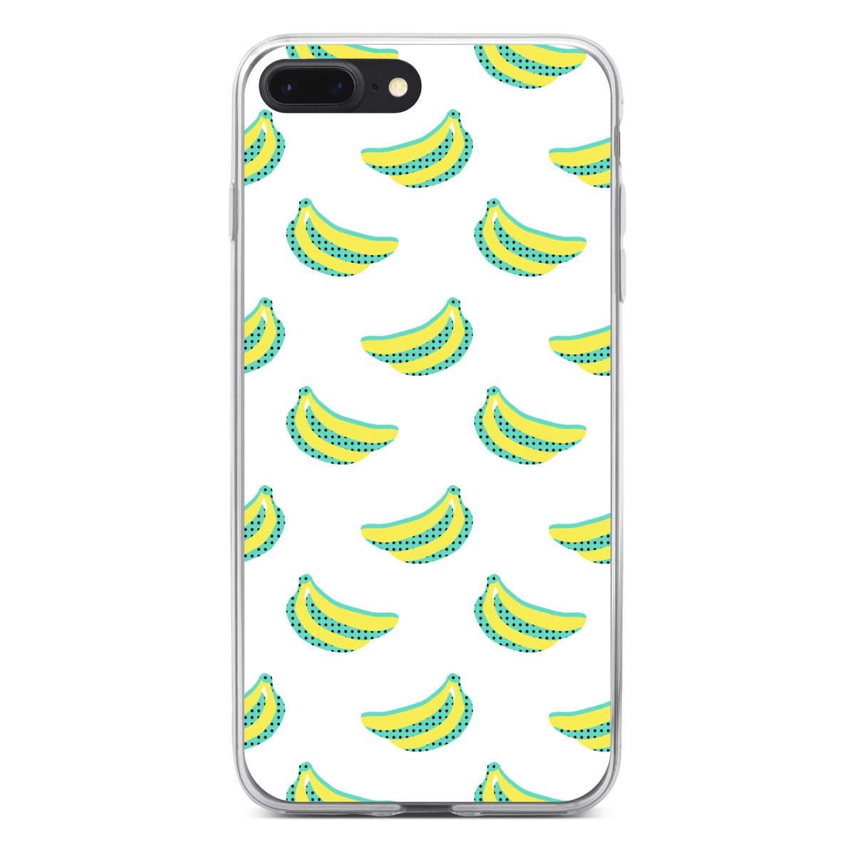 Summer Graphics, Banana Pattern, Yellow Clear Shockproof iPhone Case, view 6
