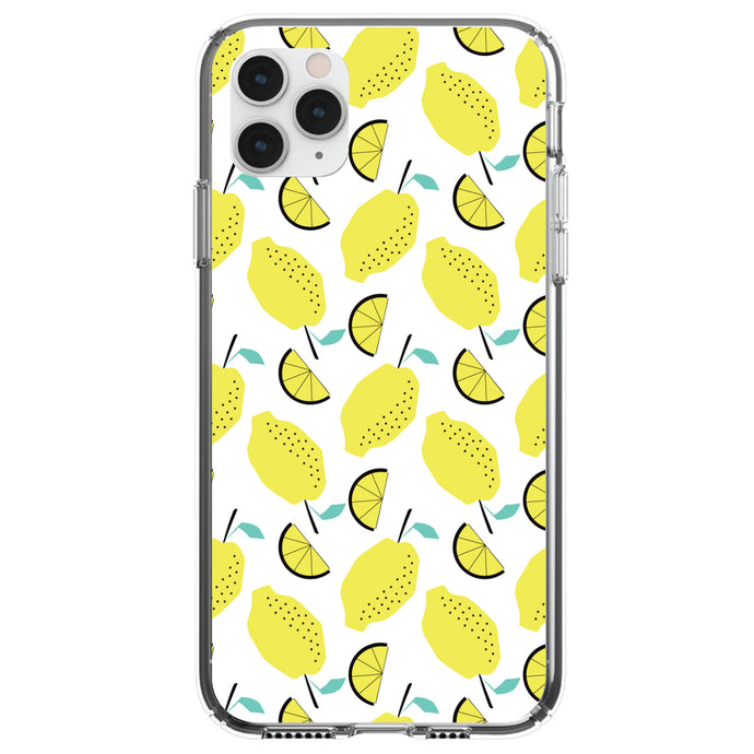 DistinctInk® Clear Shockproof Hybrid Case for Apple iPhone / Samsung Galaxy / Google Pixel - Summer Graphics - Lemon Pattern - Lemonade