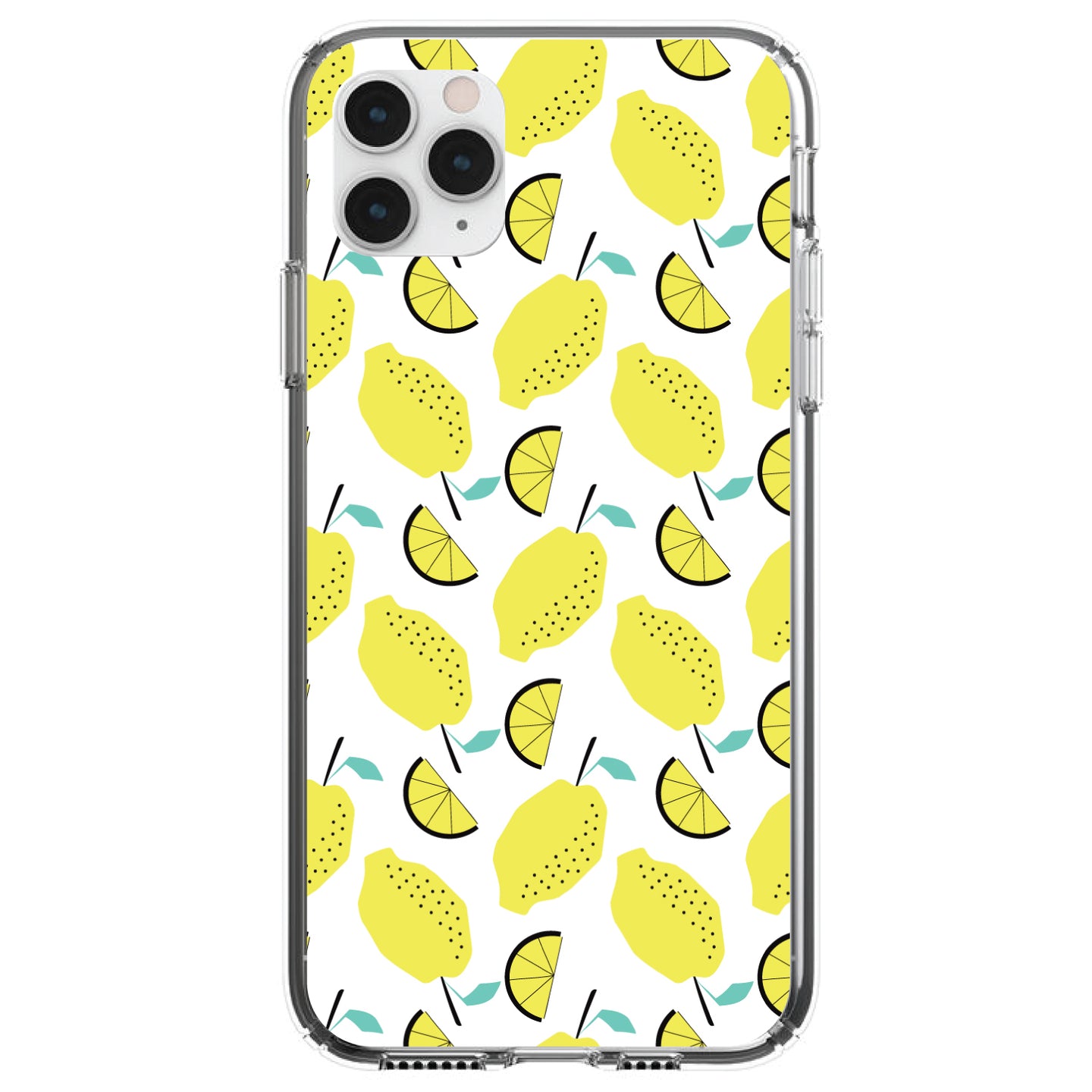 DistinctInk® Clear Shockproof Hybrid Case for Apple iPhone / Samsung Galaxy / Google Pixel - Summer Graphics - Lemon Pattern - Lemonade