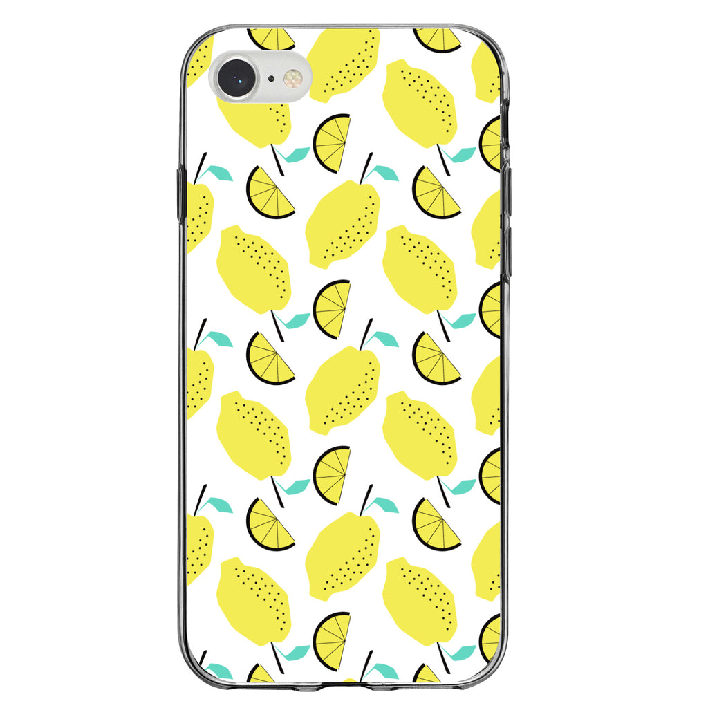 Summer Graphics, Lemon Pattern, Lemonade Clear Shockproof iPhone Case, view 5