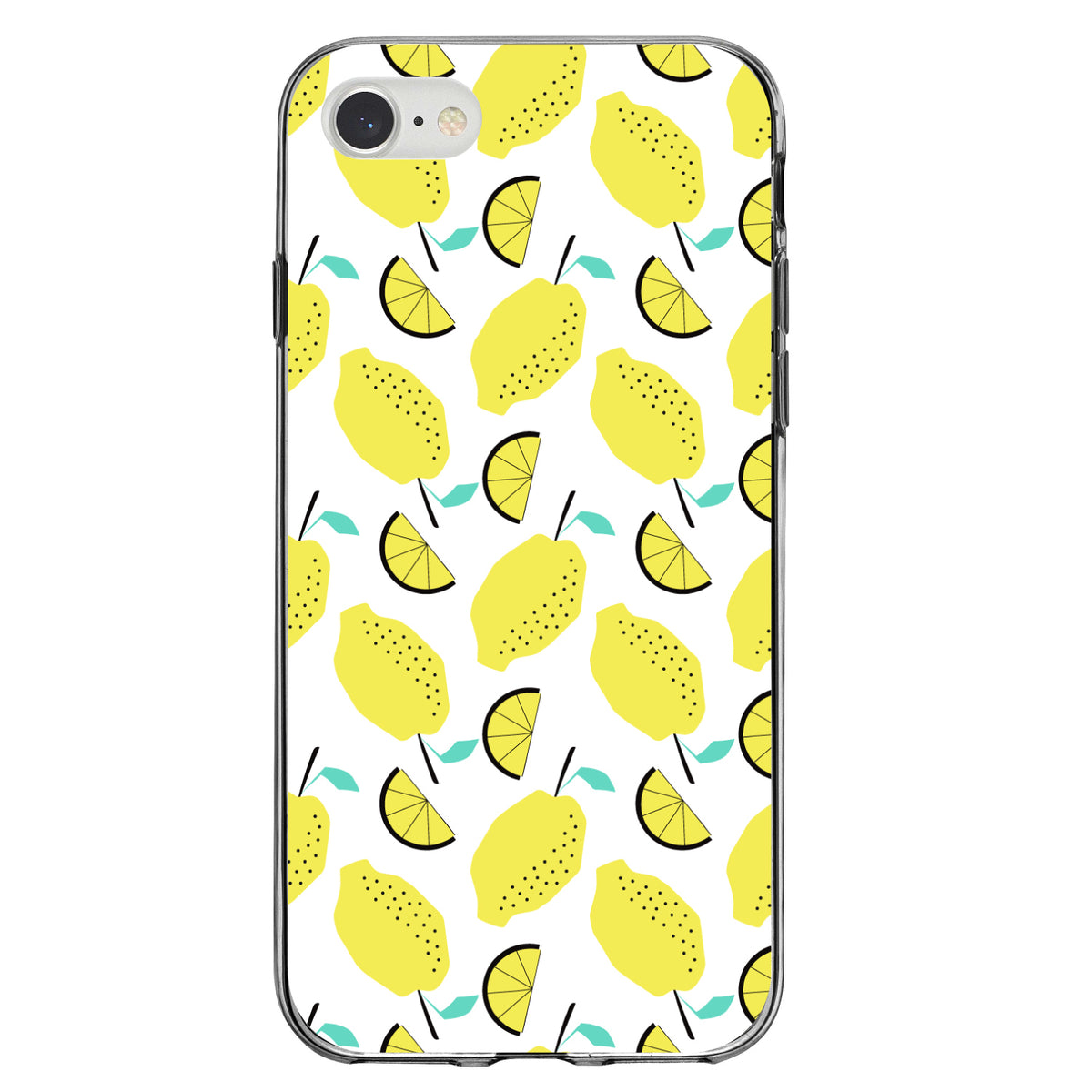 Summer Graphics, Lemon Pattern, Lemonade Clear Shockproof iPhone Case, view 5