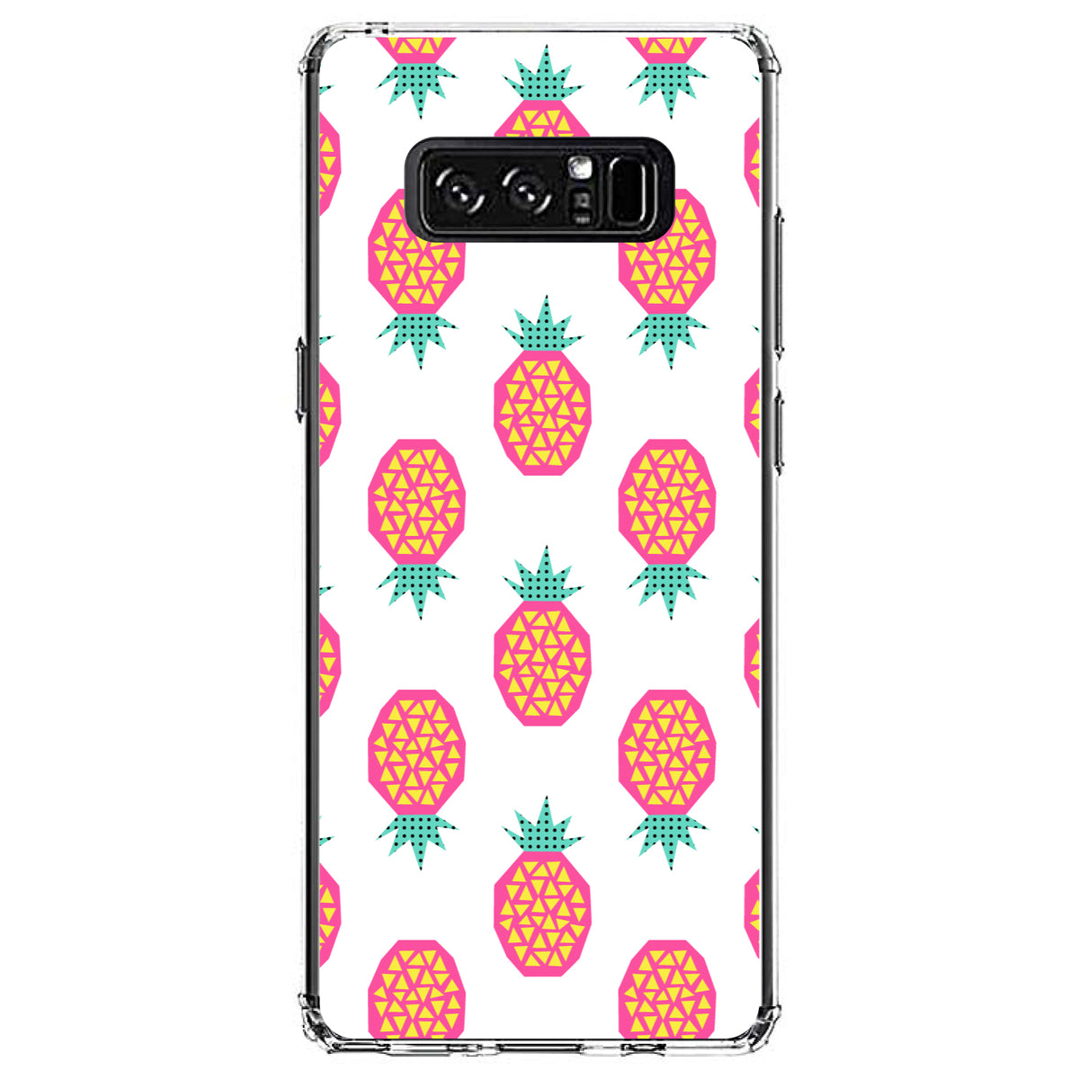 Summer Graphics, Pineapple Pattern, Pink Clear Shockproof iPhone Case, view 12