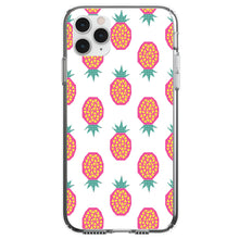DistinctInk® Clear Shockproof Hybrid Case for Apple iPhone / Samsung Galaxy / Google Pixel - Summer Graphics - Pineapple Pattern - Pink