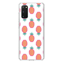 DistinctInk® Clear Shockproof Hybrid Case for Apple iPhone / Samsung Galaxy / Google Pixel - Summer Graphics - Pineapple Pattern - Pink
