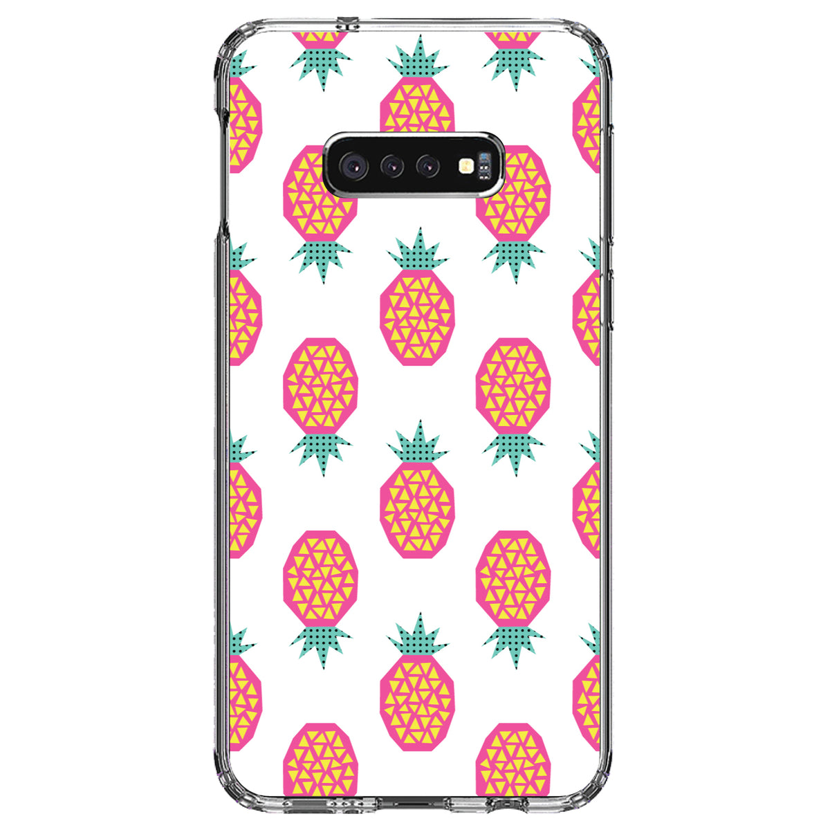 Summer Graphics, Pineapple Pattern, Pink Clear Shockproof iPhone Case, view 18
