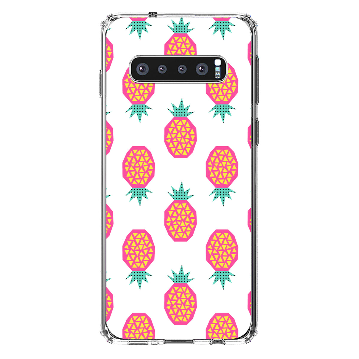 Summer Graphics, Pineapple Pattern, Pink Clear Shockproof iPhone Case, view 16