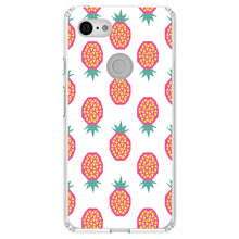 DistinctInk® Clear Shockproof Hybrid Case for Apple iPhone / Samsung Galaxy / Google Pixel - Summer Graphics - Pineapple Pattern - Pink