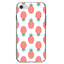 DistinctInk® Clear Shockproof Hybrid Case for Apple iPhone / Samsung Galaxy / Google Pixel - Summer Graphics - Pineapple Pattern - Pink