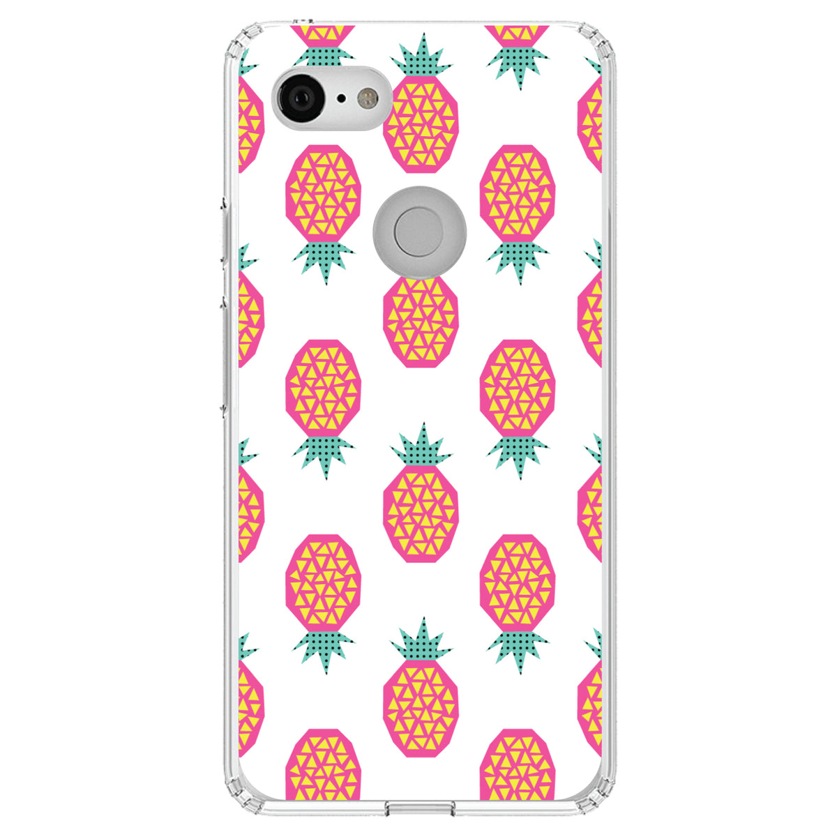 Summer Graphics, Pineapple Pattern, Pink Clear Shockproof iPhone Case, view 22