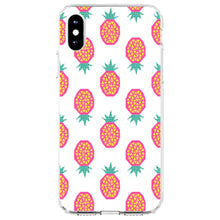 DistinctInk® Clear Shockproof Hybrid Case for Apple iPhone / Samsung Galaxy / Google Pixel - Summer Graphics - Pineapple Pattern - Pink