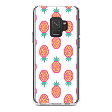 DistinctInk® Clear Shockproof Hybrid Case for Apple iPhone / Samsung Galaxy / Google Pixel - Summer Graphics - Pineapple Pattern - Pink
