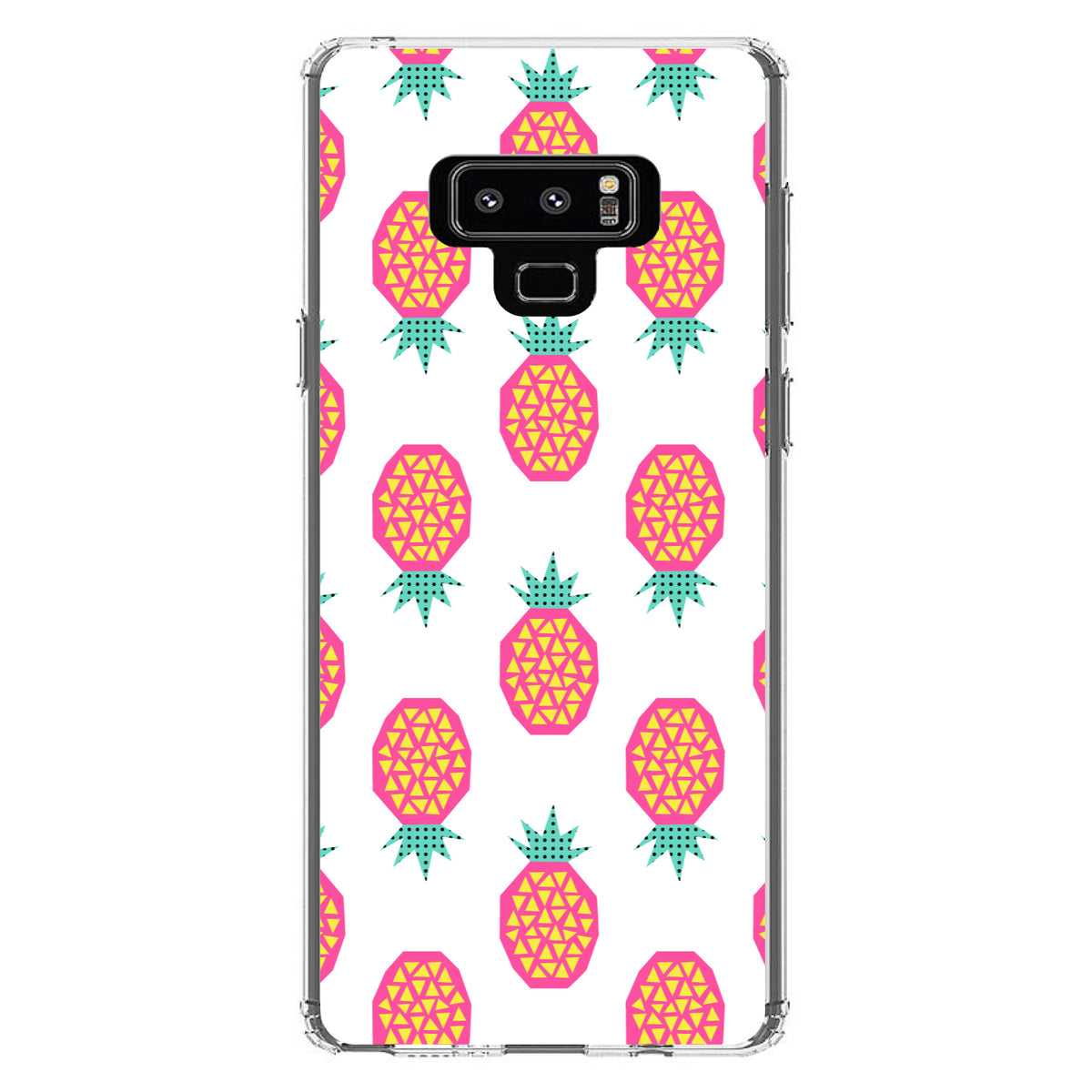 Summer Graphics, Pineapple Pattern, Pink Clear Shockproof iPhone Case, view 11