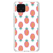 DistinctInk® Clear Shockproof Hybrid Case for Apple iPhone / Samsung Galaxy / Google Pixel - Summer Graphics - Pineapple Pattern - Pink