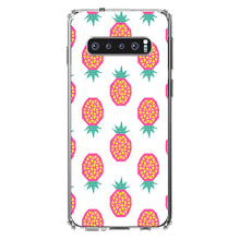 DistinctInk® Clear Shockproof Hybrid Case for Apple iPhone / Samsung Galaxy / Google Pixel - Summer Graphics - Pineapple Pattern - Pink