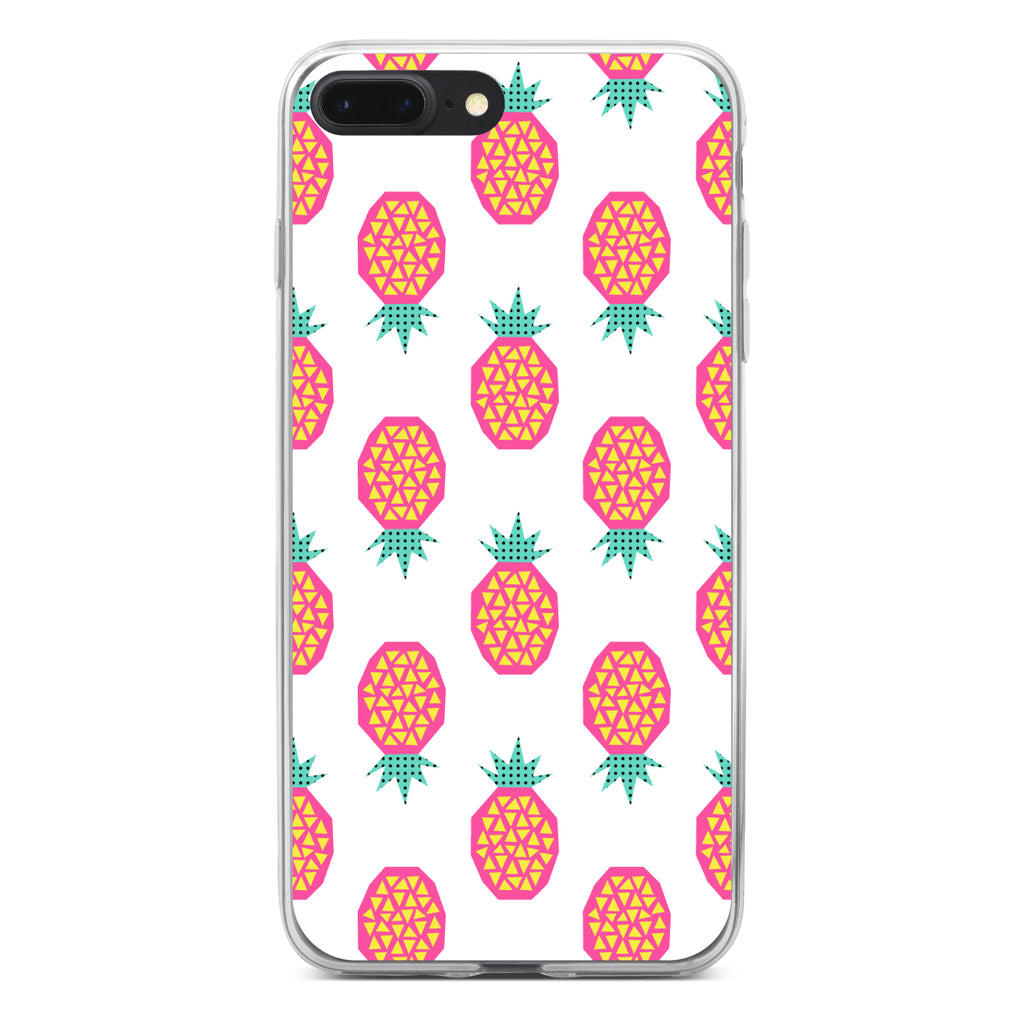 Summer Graphics, Pineapple Pattern, Pink Clear Shockproof iPhone Case, view 6