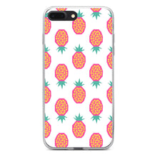DistinctInk® Clear Shockproof Hybrid Case for Apple iPhone / Samsung Galaxy / Google Pixel - Summer Graphics - Pineapple Pattern - Pink
