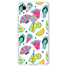 DistinctInk® Clear Shockproof Hybrid Case for Apple iPhone / Samsung Galaxy / Google Pixel - Summer Graphics - Flip Flops Watermelown Lemonade