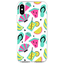 DistinctInk® Clear Shockproof Hybrid Case for Apple iPhone / Samsung Galaxy / Google Pixel - Summer Graphics - Flip Flops Watermelown Lemonade