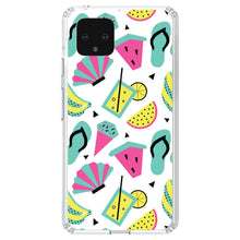 DistinctInk® Clear Shockproof Hybrid Case for Apple iPhone / Samsung Galaxy / Google Pixel - Summer Graphics - Flip Flops Watermelown Lemonade