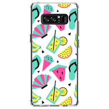 DistinctInk® Clear Shockproof Hybrid Case for Apple iPhone / Samsung Galaxy / Google Pixel - Summer Graphics - Flip Flops Watermelown Lemonade