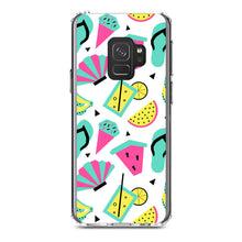 DistinctInk® Clear Shockproof Hybrid Case for Apple iPhone / Samsung Galaxy / Google Pixel - Summer Graphics - Flip Flops Watermelown Lemonade