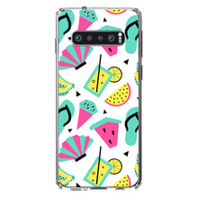 DistinctInk® Clear Shockproof Hybrid Case for Apple iPhone / Samsung Galaxy / Google Pixel - Summer Graphics - Flip Flops Watermelown Lemonade