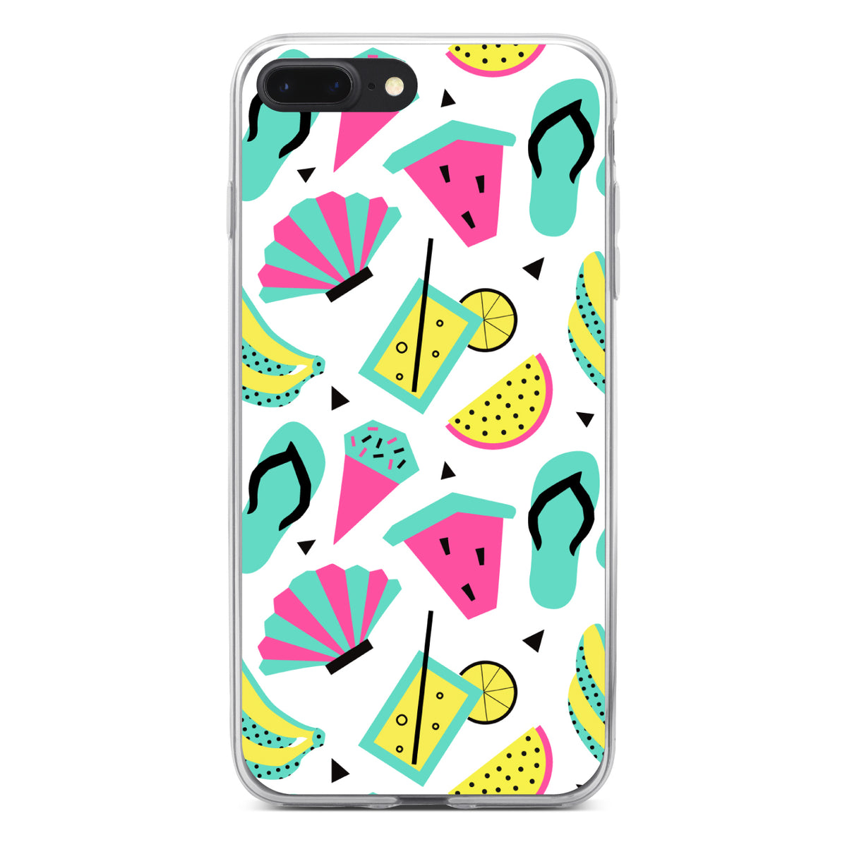 Summer Graphics, Flip Flops Watermelown Lemonade Clear Shockproof iPhone Case, view 6