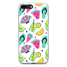 DistinctInk® Clear Shockproof Hybrid Case for Apple iPhone / Samsung Galaxy / Google Pixel - Summer Graphics - Flip Flops Watermelown Lemonade