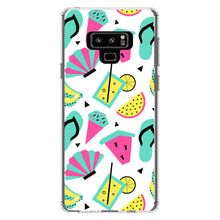 DistinctInk® Clear Shockproof Hybrid Case for Apple iPhone / Samsung Galaxy / Google Pixel - Summer Graphics - Flip Flops Watermelown Lemonade