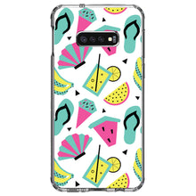 DistinctInk® Clear Shockproof Hybrid Case for Apple iPhone / Samsung Galaxy / Google Pixel - Summer Graphics - Flip Flops Watermelown Lemonade